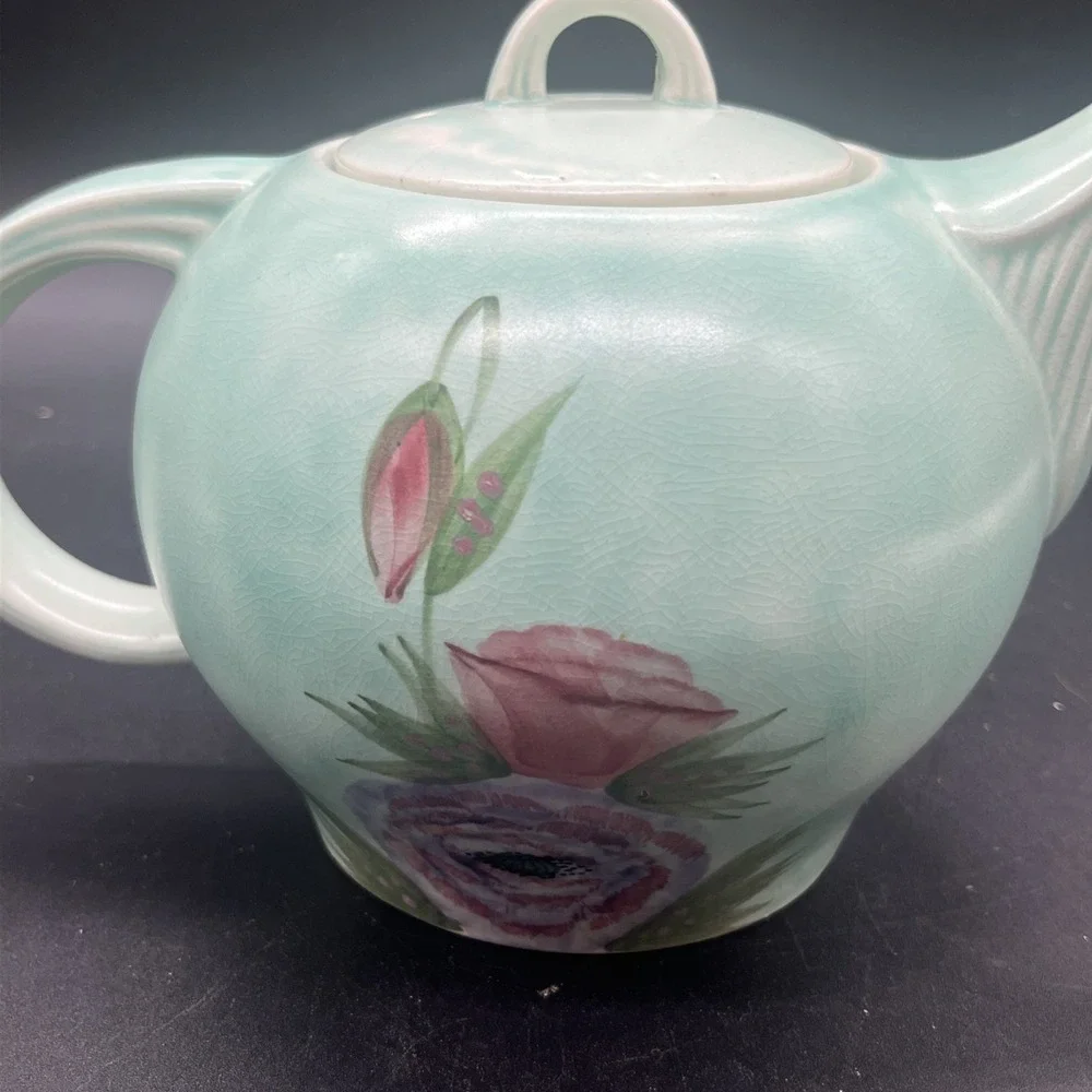 Vintage E Radford Pottery Hand Painted Floral Teapot England Art Deco Shape 340 - Picture 2 of 16